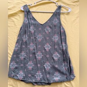 Green and Pink Patterned Women's Top